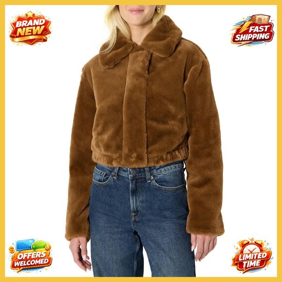 Oversized Cropped Faux Fur Jacket Y2K Chic Collar Statement Piece